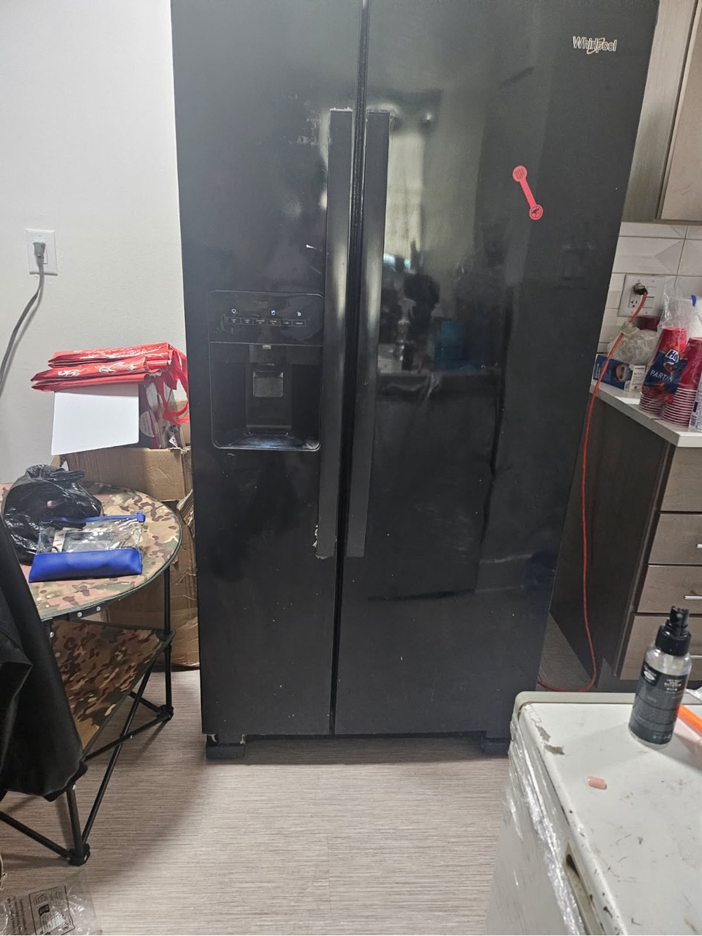 Black Side-by-Side Refrigerator with Ice & Water Dispenser